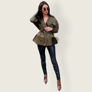 NWT ZARA Blogger Fave Faux Leather Zippered Ankle Leggings Black Small Women’s